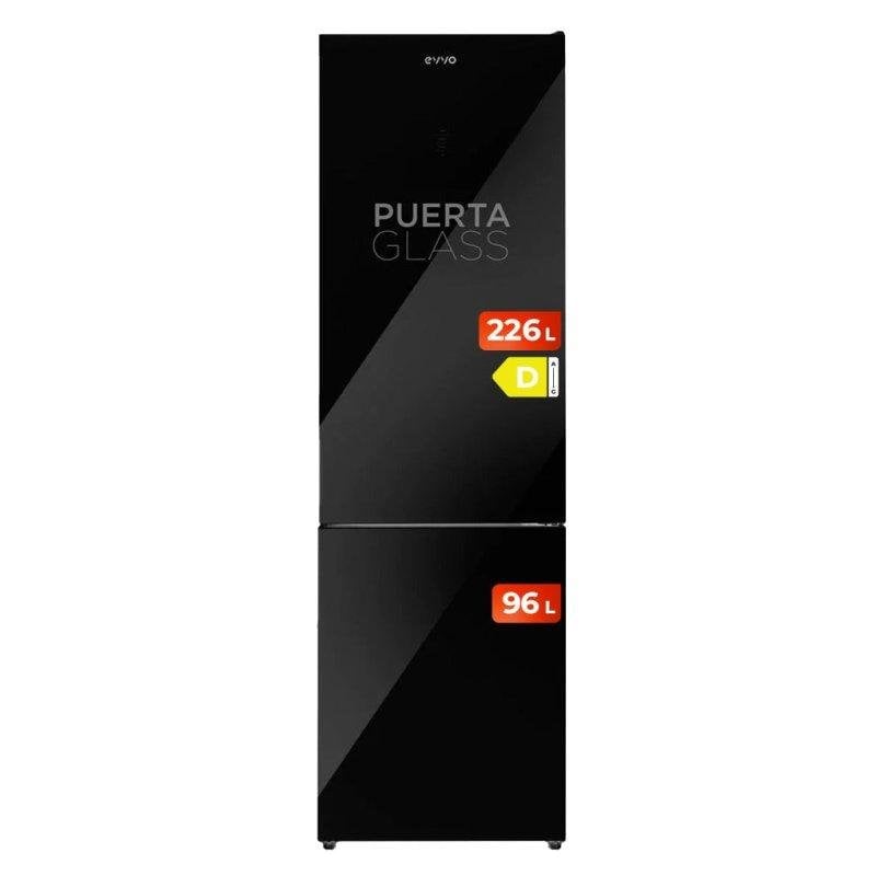 Frigorífico Combi Evvo Home EVVO F55B Glass Total No Frost 186cm 322L D Negro