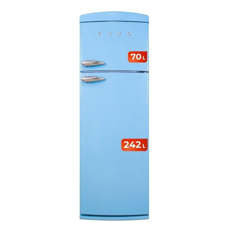 Frigorífico Dos Puertas Evvo F50 Retro Azul Total No Frost 179,5cm 312L E Azul