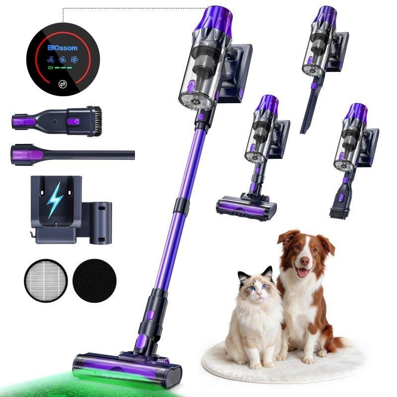 Aspiradora sin Cable Blossom Vertical 650W 65 min Hepa Morado Láser Verde