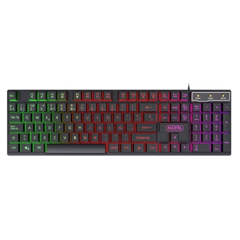 Clavier Accetel PCT215 avec éclairage RGB ergonomique et résistant