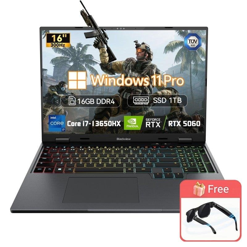 Portátil Blackview GamiBook 16 16" Intel Core i7-13650HX 16GB 1TB SSD RTX 5060 Windows 11 Pro