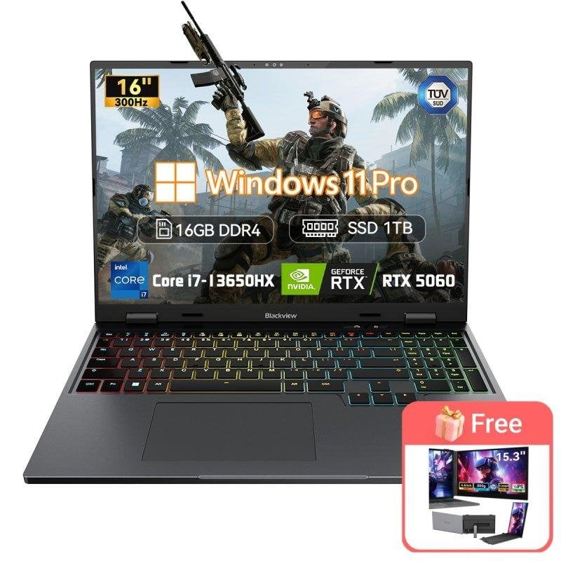 Portátil Blackview GamiBook 16 16" Intel Core i7-13650HX 16GB RTX 5060 1TB SSD Windows 11 Pro pantalla 300Hz