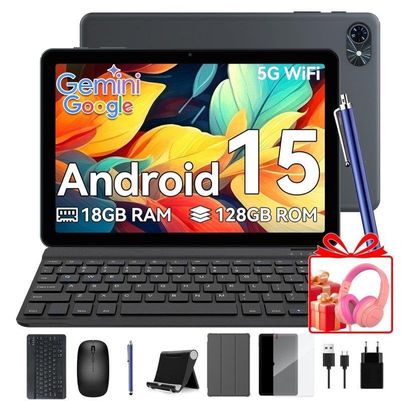 Tablette TABWEE T80 WiFi 10,1" Gris 18 Go 128 Go Batterie longue autonomie Android 15