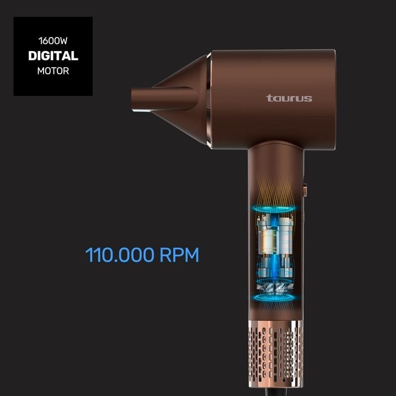 Taurus Sèche-cheveux Ionique Digital Force Protect Plus 1600W 10 Combinaisons