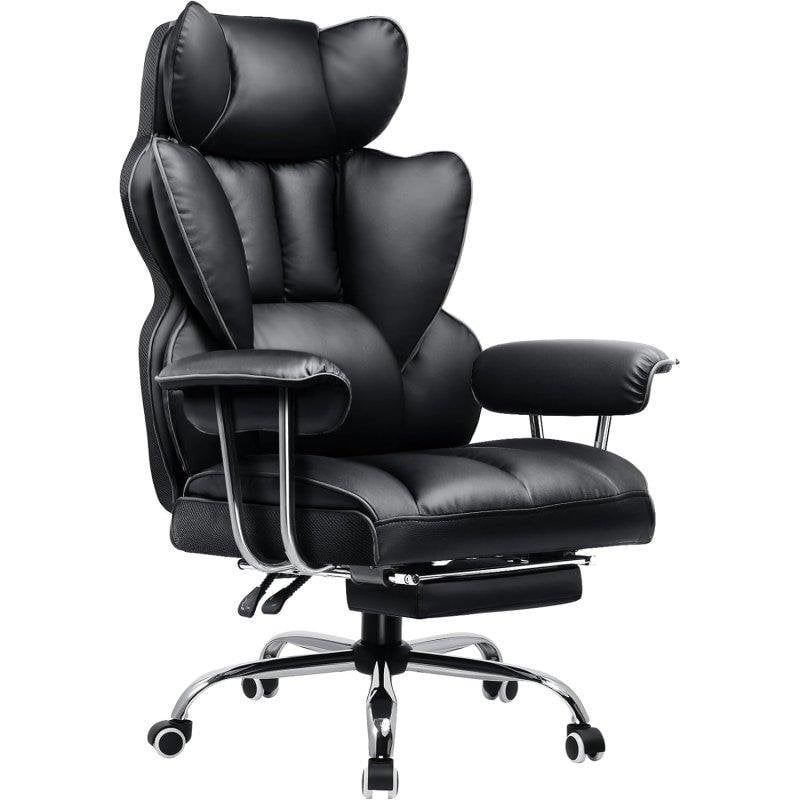 Silla Gaming GTPLAYER Cueropu Ergonómica con Reposapiés Telescópico Negro