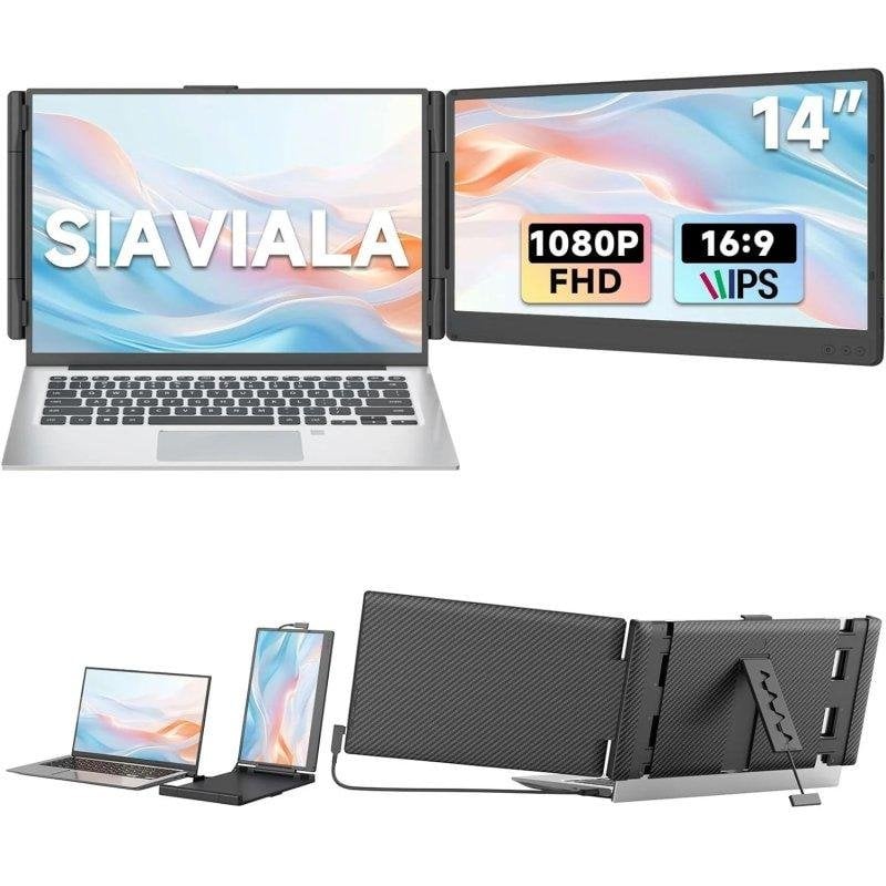 Monitor PC Siaviala P6 14" FullHD IPS Doppio Schermo Portatile Type-C HDMI