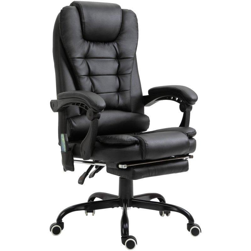 Silla de Oficina con Masaje Ergonómica Welltin Reclinable 155° PU Negro