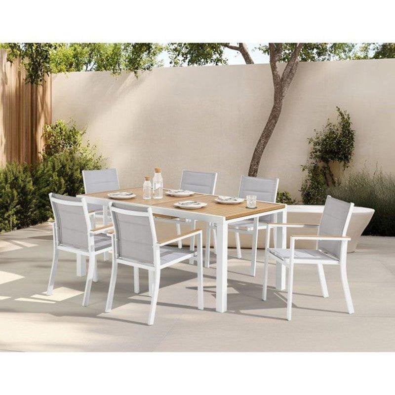 Ensemble repas de jardin LOUNA 8 personnes en aluminium Table extensible + 8 fauteuils - vue 2