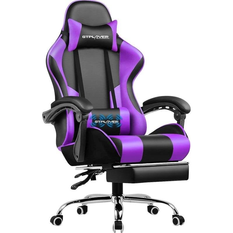 Sedia Gaming GTPLAYER Ergonomica con Poggiapiedi e Regolabile in Altezza Viola