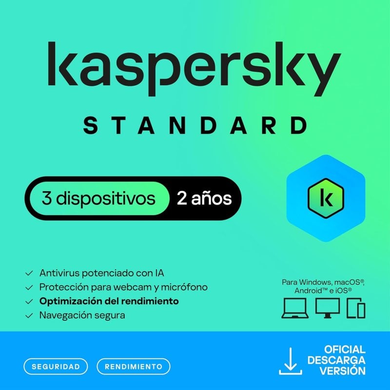 Kaspersky Standard Anti-virus 3 Dispositivos Licencia 2 Años Descarga Digital