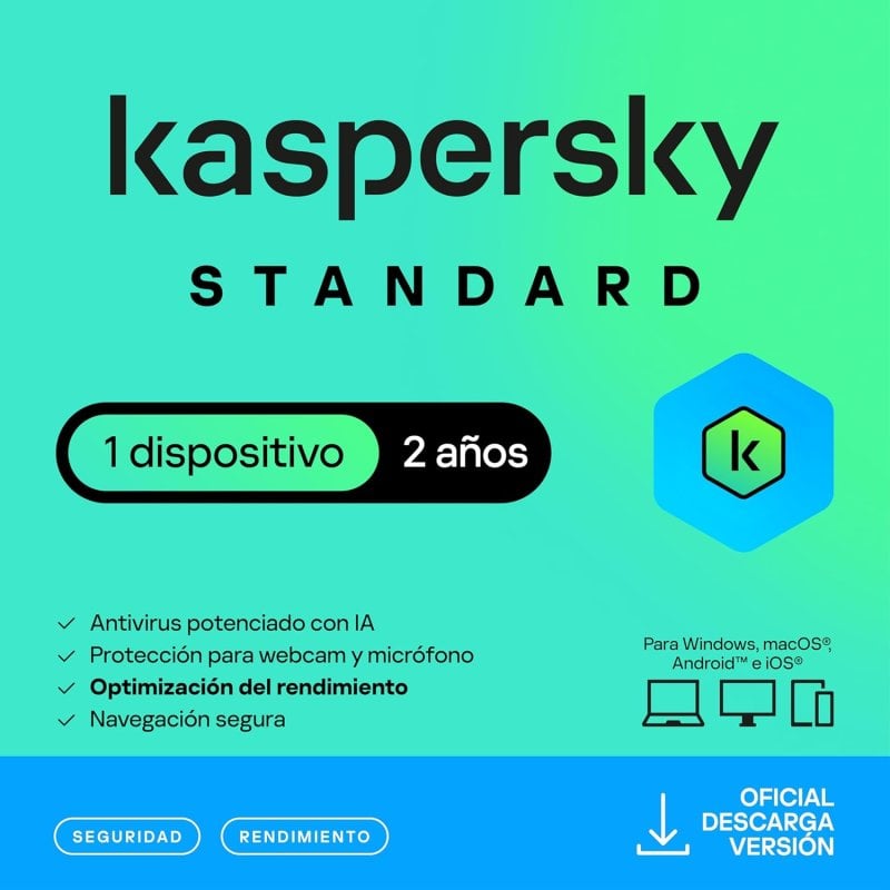 Kaspersky Standard Anti-virus 1 Dispositivo Licencia 2 Años Descarga Digital