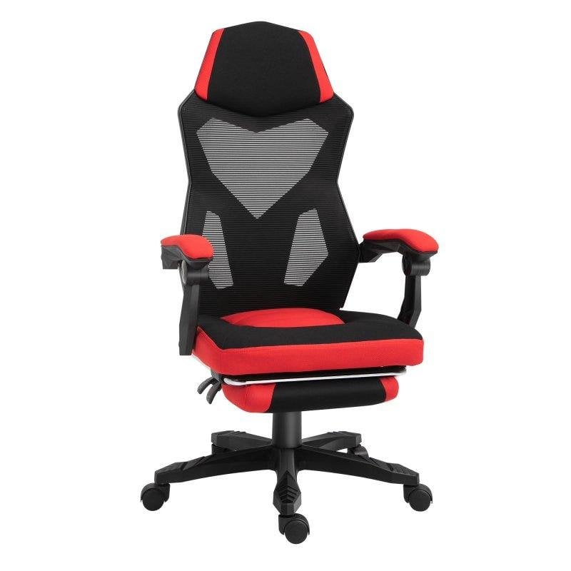 Silla Gaming Rolipo 921-233 Reclinable 135° con Reposapiés Negro/Rojo
