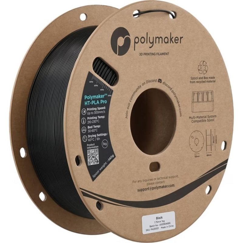 Filamento PLA Polymaker PA20001 Negro 1 kg para impresión 3D