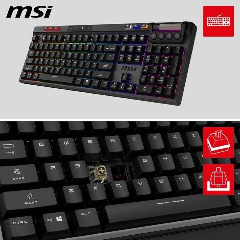 Clavier gamer sans fil Switches Kailh Pro Silent MSI STRIKE PRO Wireless Format standard RGB - vue 2
