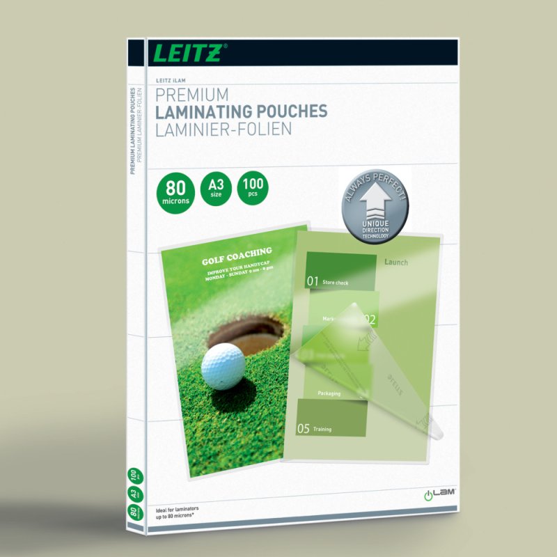 Pochette de plastification Leitz DIN A3 80 microns boîte de 100