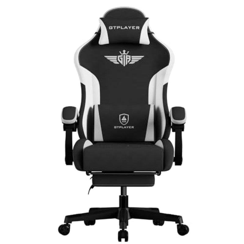 Sedia da gaming GTPLAYER Ergonomica con lombare e schiena ampia - Tessuto Nero