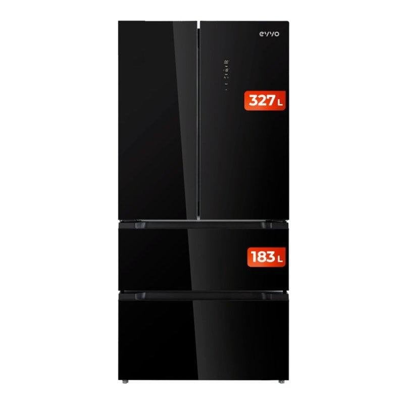 Frigorífico Cuatro Puertas Evvo F100B Glass Total No Frost 189,5cm 490L E Negro
