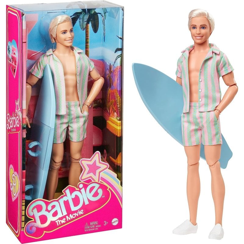 Poupée Ken Le Film Mattel HPJ97 – Ensemble Plage Rayé et Planche de Surf - vue 9