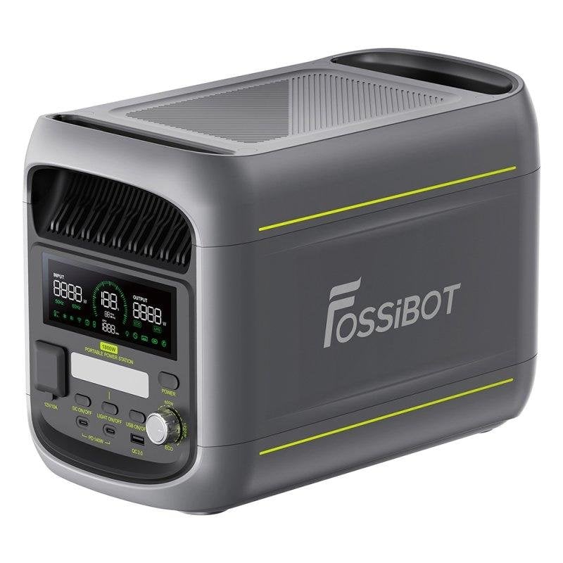 Estación de energía Fossibot F1800 1024Wh 5 puertos USB y AC Batería Li-ion Pantalla LCD Cargador solar