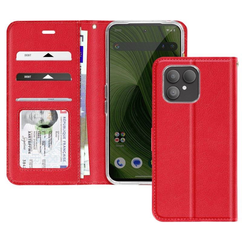 Funda para móvil Avizar tipo cartera Cuero sintético rojo con tarjetero para Fairphone 6