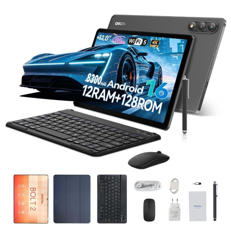 Tablet OSCAL Bolt 2 WiFi + 4G 11" 3GB 128GB Cinzento con Teclado y Stylus Pen