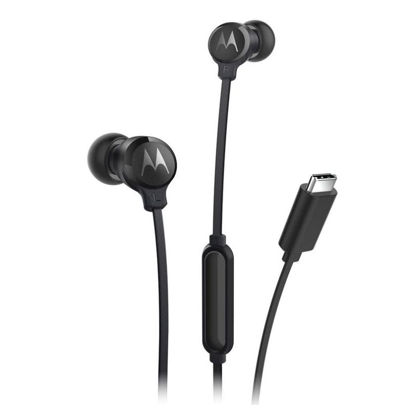 Auriculares Motorola EARBUDS3CS con cable USB-C para llamadas y música negros