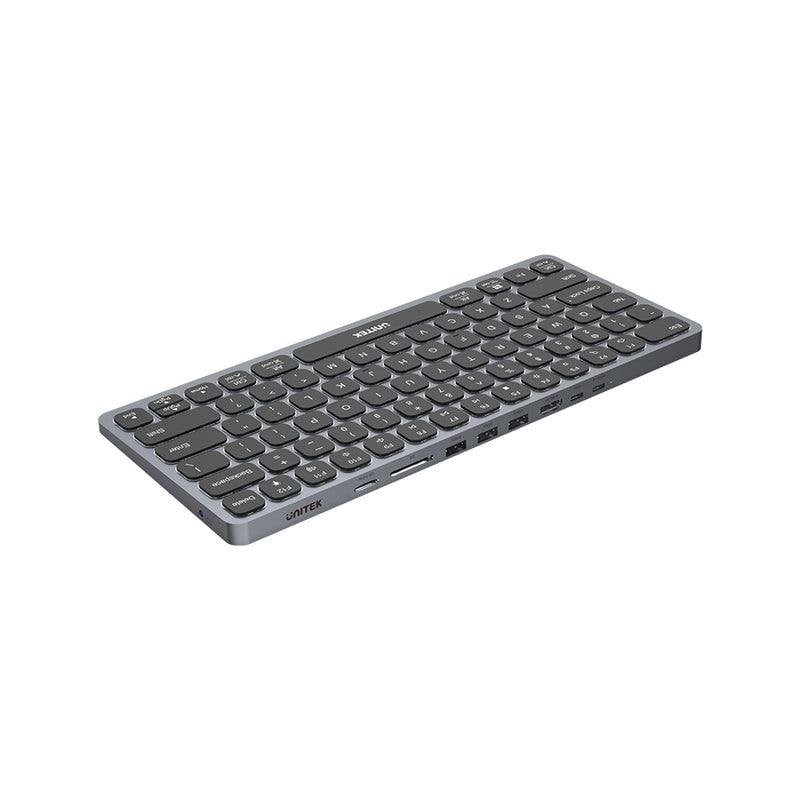 Clavier Unitek D1092A filaire avec hub USB, HDMI et rétroéclairage US International