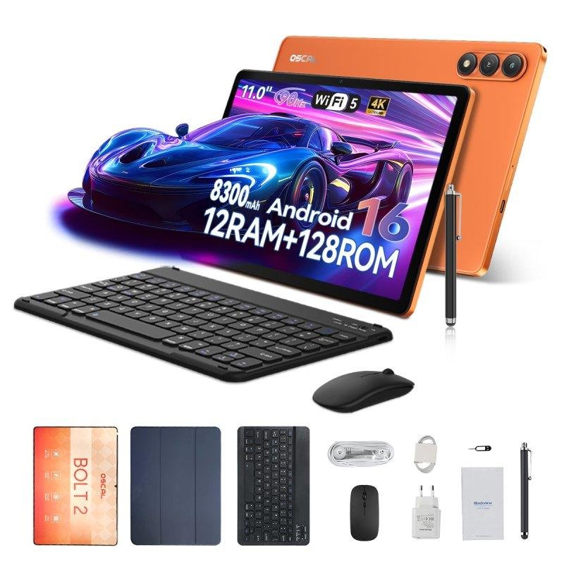Tablet OSCAL Bolt 2 WiFi + 4G 11" 3GB 128GB Naranja con Teclado y Stylus Pen