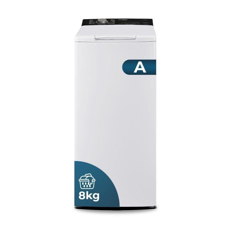 Lave-linge Hyundai HLCS8300AI Top 8kg 1300rpm A Blanc Vapeur LED