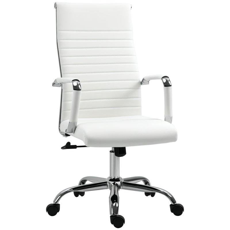 Sedia Da Ufficio Ergonomica Aosom Pelle Finta 54x62x104-114 cm Bianco