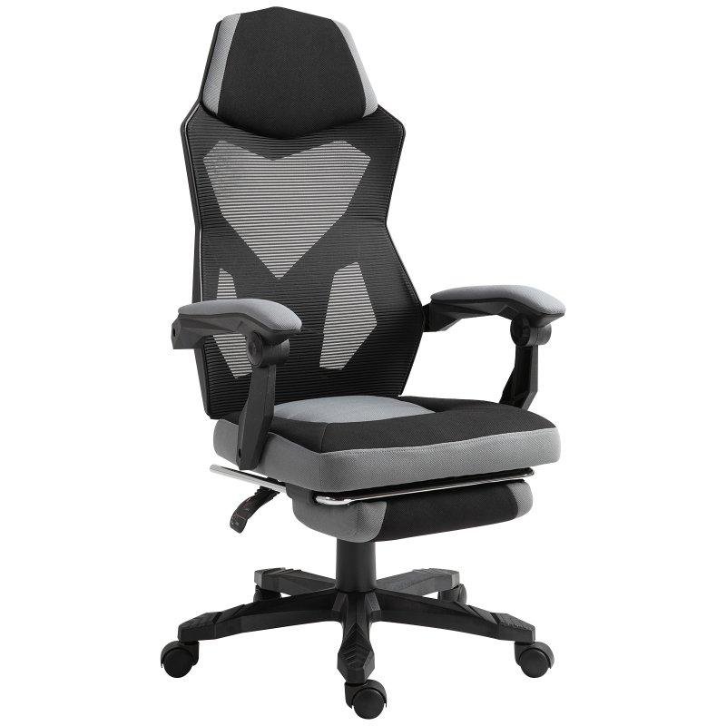 Sedia da ufficio Aosom ergonomica con poggiapiedi regolabile grigio
