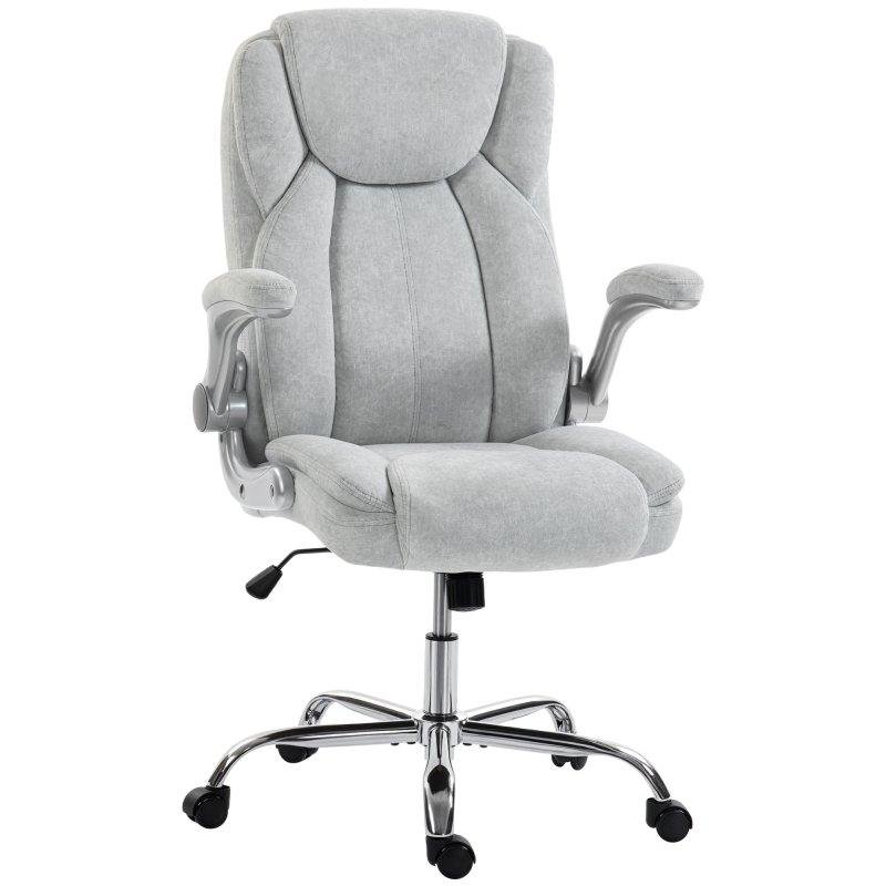 Sedia Da Ufficio Ergonomica Velour Bianco Crema Braccioli Ribaltabili