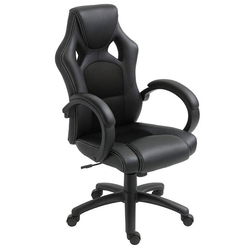 Sedia Gaming Aosom regolabile con funzione dondolo e ruote nera