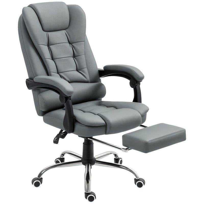 Sedia Da Ufficio Ergonomica Aosom 145 deg Poggiapiedi Grigio