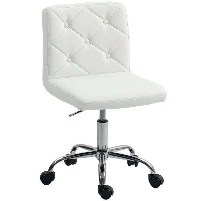 Sedia Da Ufficio Regolabile Aosom Pelle PU Schiuma Acciaio 44x50x78-88 cm Bianco