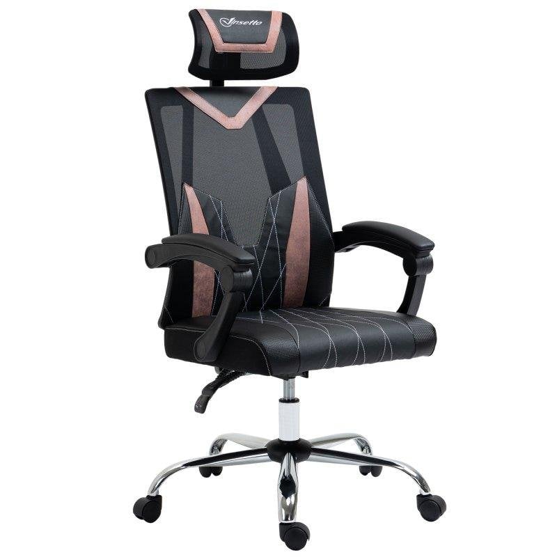 Sedia da Ufficio Ergonomica Aosom 58x62.5x112-120cm Rosa