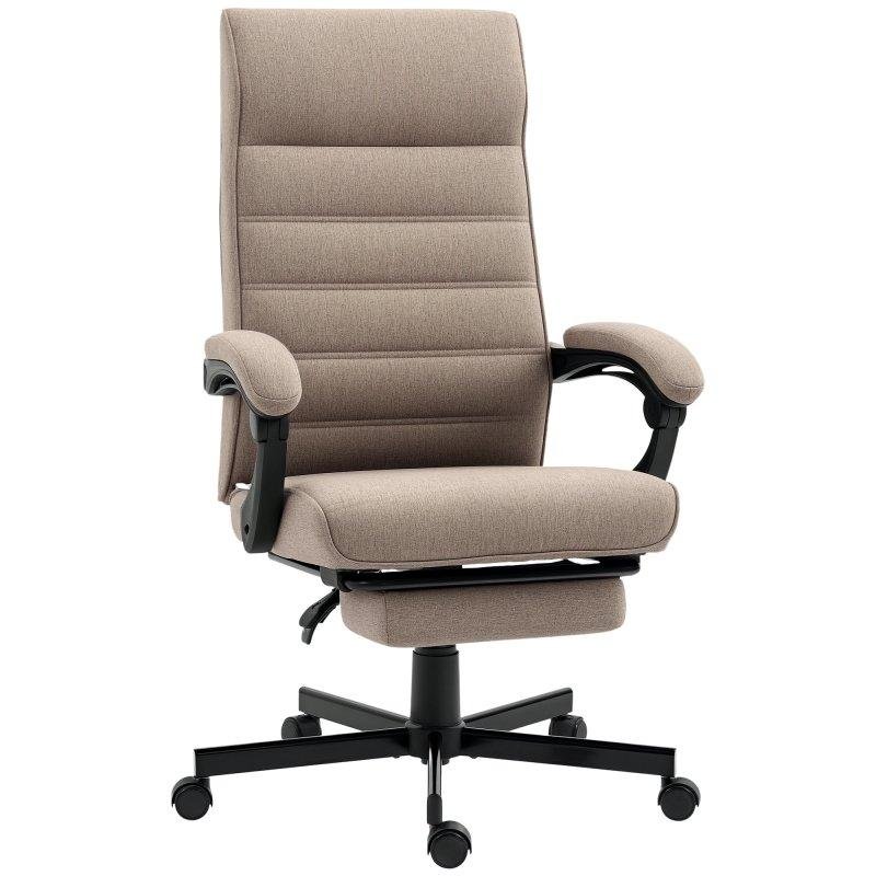Sedia da Ufficio Aosom Altezza Regolabile Poggiapiedi Imbottita 68x67x109-119 cm Marrone