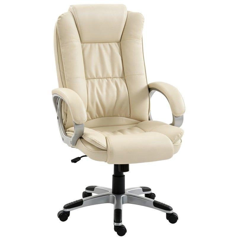 Sedia Da Ufficio Girevole in PU Beige Dondolo Altezza Regolabile