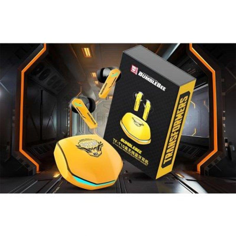 Auriculares Hasbro Transformers TF-T10 inalámbricos Bluetooth 5.4 gaming con cancelación de ruido amarillo