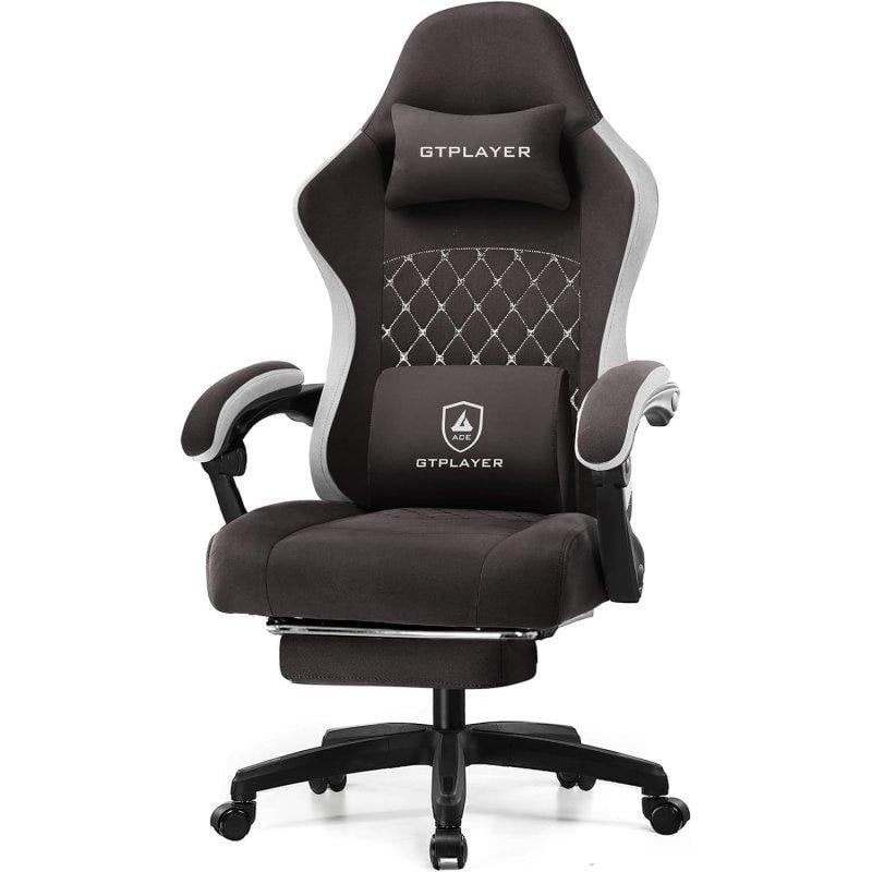 Silla gaming GTPLAYER marrón con soporte lumbar, reposapiés y tejido transpirable