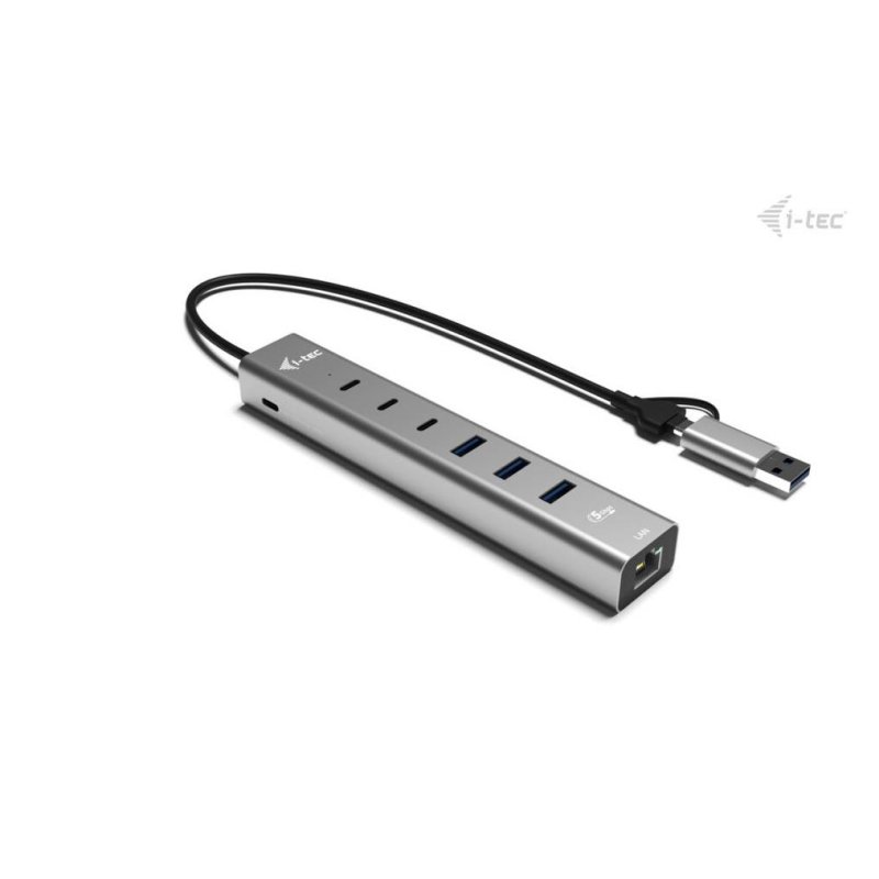 Hub i-tec 6 Ports 5 Gbps USB-C/USB-A Gigabit LAN Power Delivery 85W