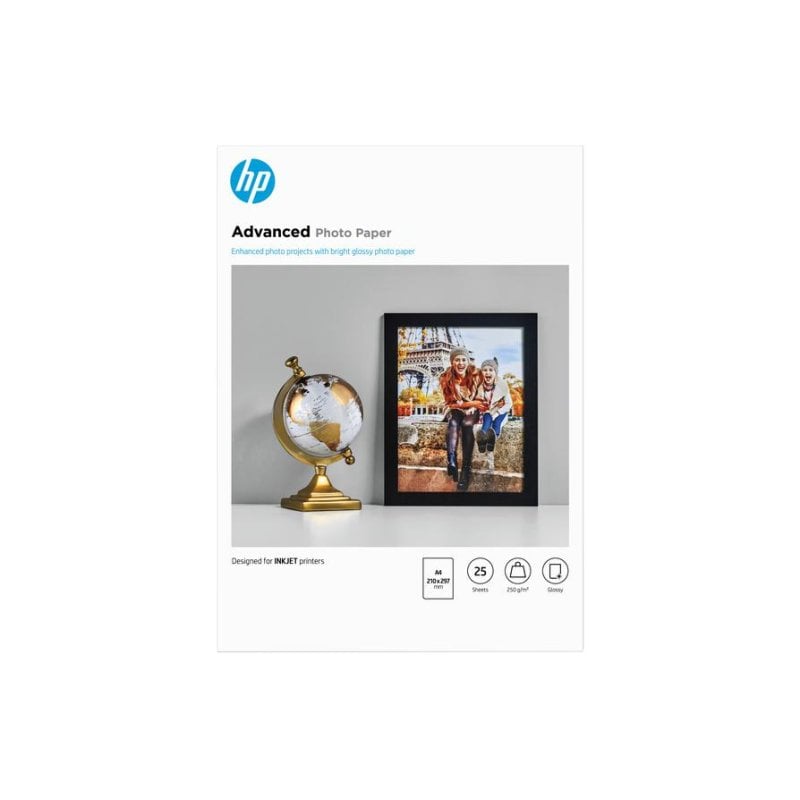 Papel fotográfico HP Advanced Brillante 250 g/m² A4 25 hojas