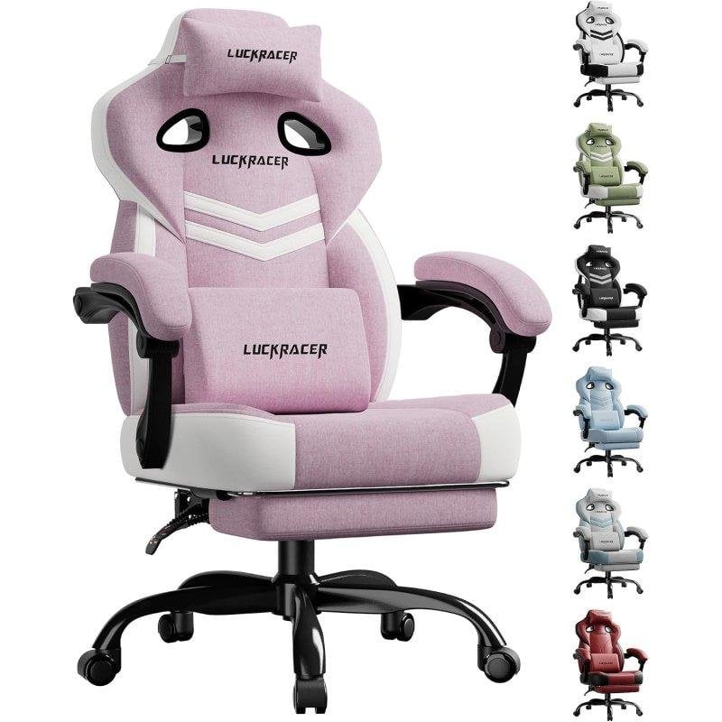 Sillón Gaming GTPLAYER Rosa Tela Reposabrazos Sincronizados Reclinable 155° Reposapiés