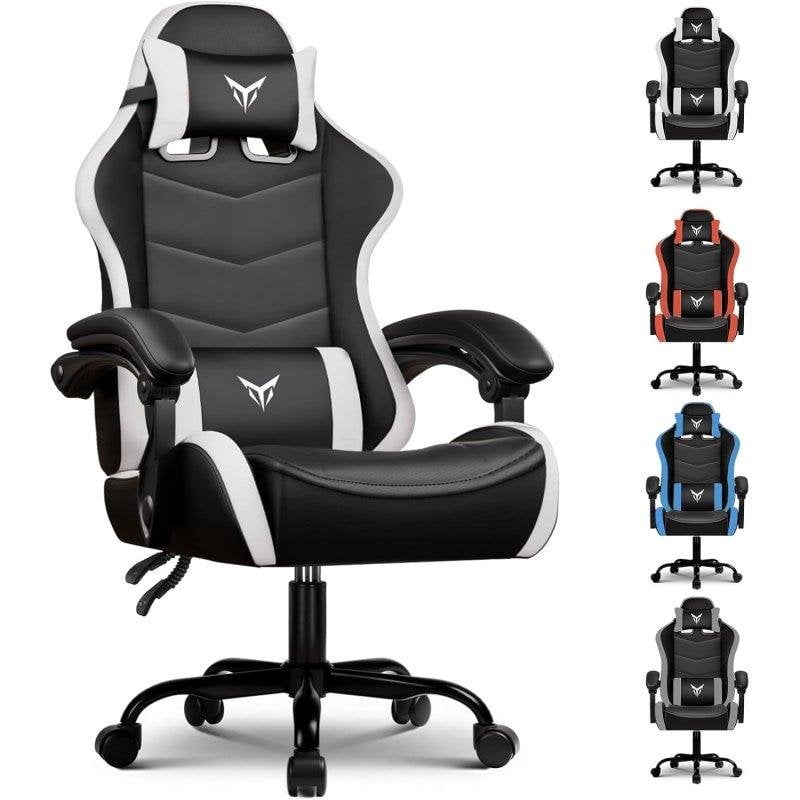 Silla Gaming GTPLAYER Blanco Soporte Lumbar Reposacabezas Ajustable