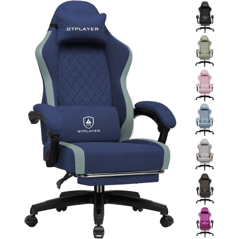 Sedia Gaming GTPLAYER Grande con Poggiapiedi Regolabile Blu