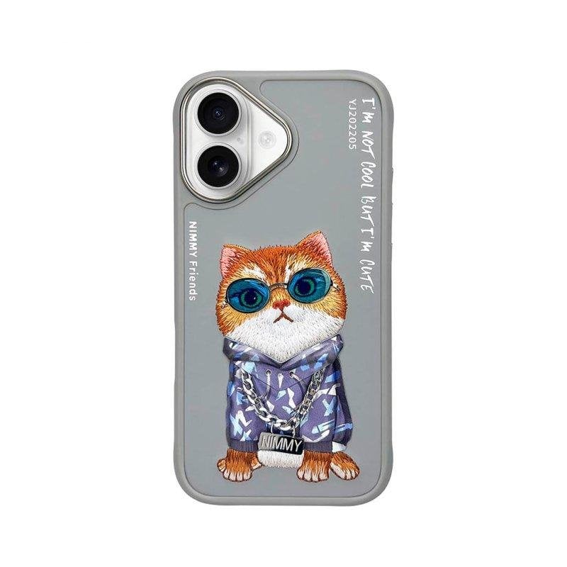 Funda para móvil Nimmy Little Hipster Man 3D Bordada Gris para iPhone 17