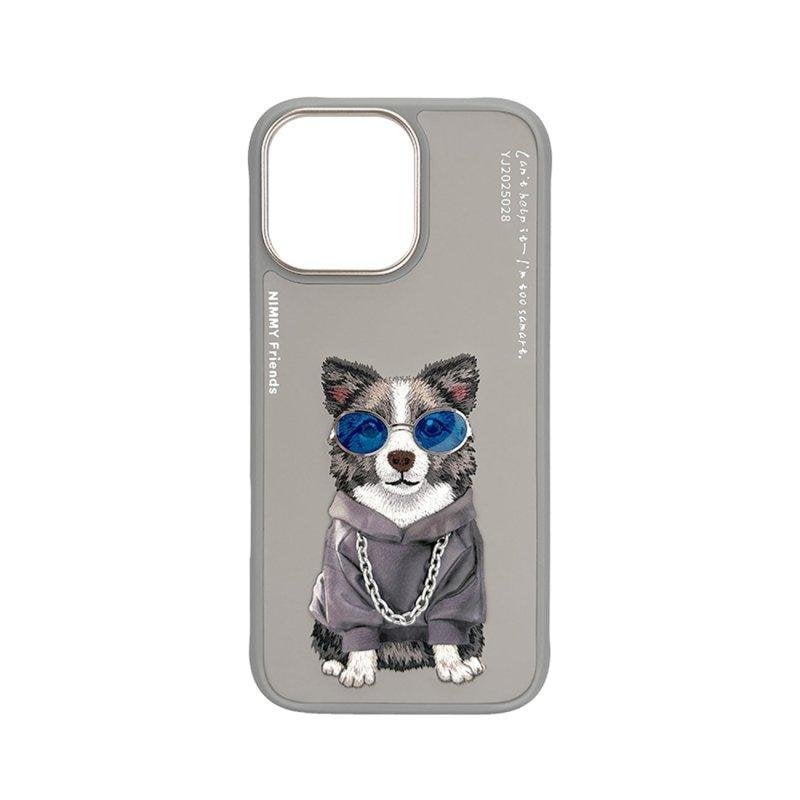 Funda para móvil Nimmy Border Collie 3D Bordada Gris para iPhone 16 Pro