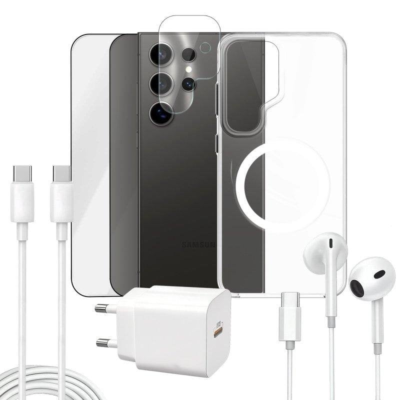 Funda para móvil Apokin Magnética Transparente con accesorios para Galaxy S24 Ultra