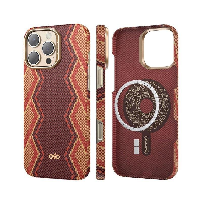 Funda para móvil Raptic Skin Bionic Snake Fibra de Aramida Negra compatible MagSafe para iPhone 16 Pro