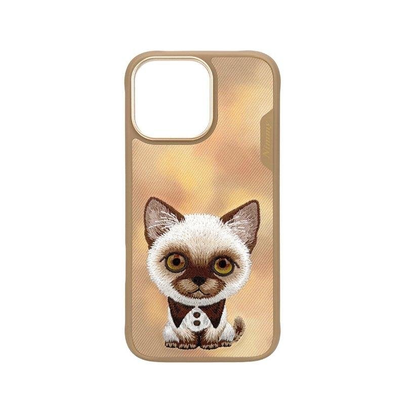 Funda para móvil Nimmy 3D Bordada Marrón Siamés para iPhone 16 Pro